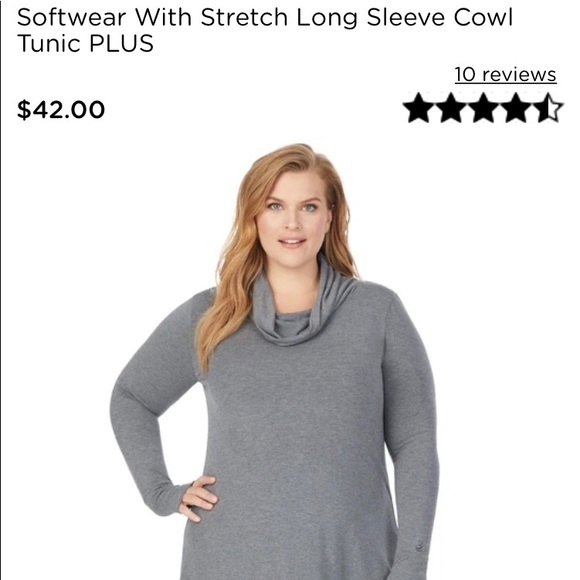 Cuddl Duds Tops - Cuddl Duds Softwear Stretch Long Sleeve Cowl Tunic ~ 1X